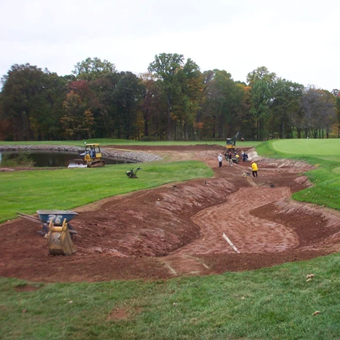 building sand trap on golf course