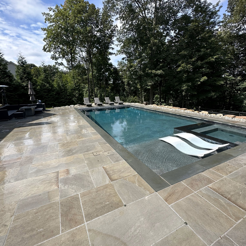 inground pool with sun shelf